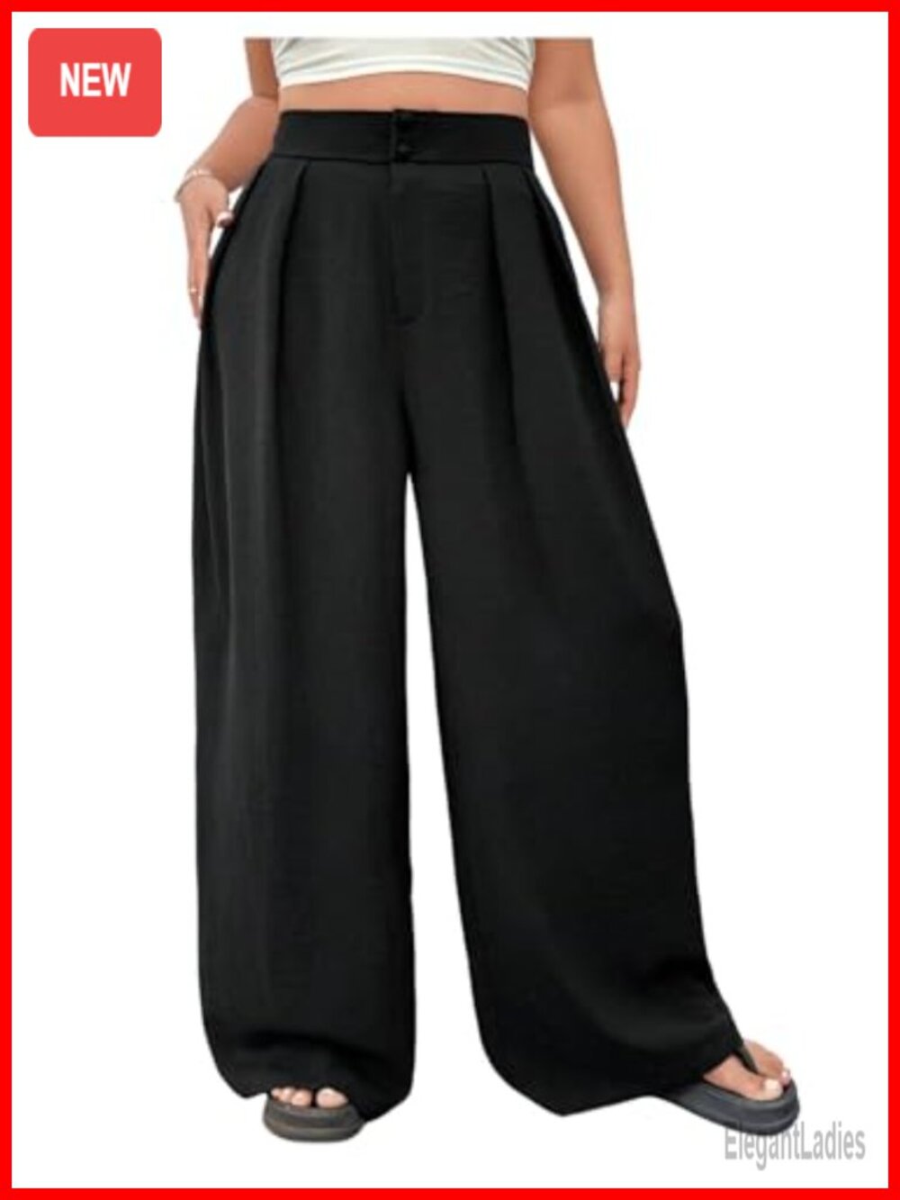 Women's Plus Size High Waisted Wide Leg Dressy Work Pants